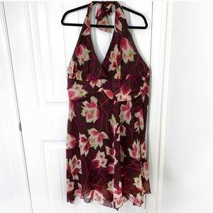 Torrid Mahogany Brown Floral Halter Midi Dress 22